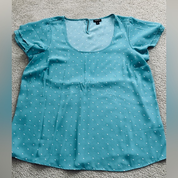 Georgette Dotted Turquoise Top - Picture 1 of 5
